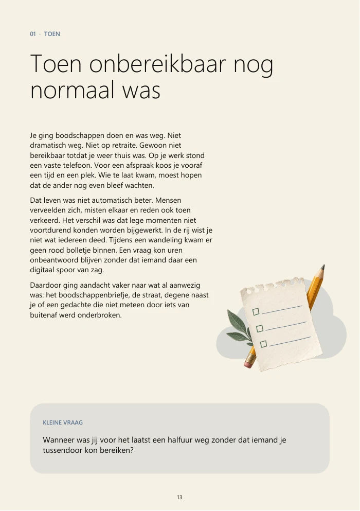 Binnenpagina Toen onbereikbaar nog normaal was uit OFFLIFE
